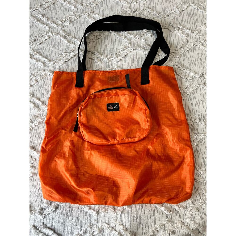 Lite SAC Expandable Tote Exterior Zip Pocket Light Weight Velcro Closure Orange